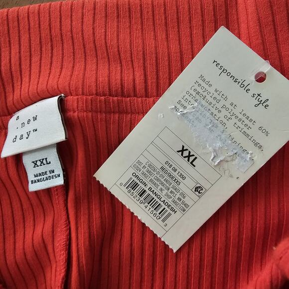 NWT A New Day Womens Top XXL Red Ribbed Stretch Knit Off Shoulder Modern Chic - Picture 7 of 9